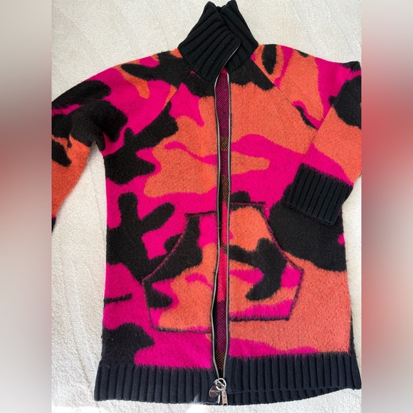 Diesel Black and Pink Knit Cardigan with Silver Zipper - Picture 2 of 6